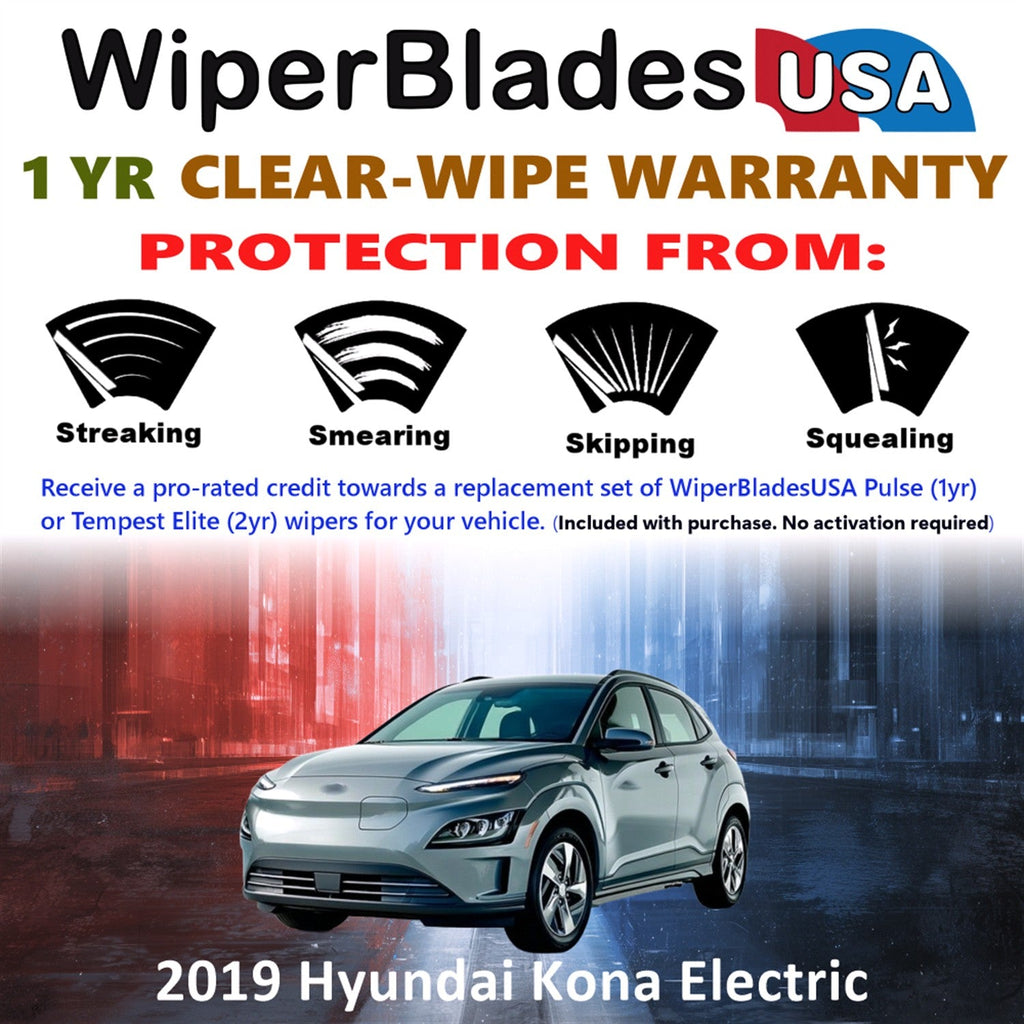 2019 Hyundai Kona Electric Wiper Blades w/1yr Wear Warranty (Set of 2) Wipers-1