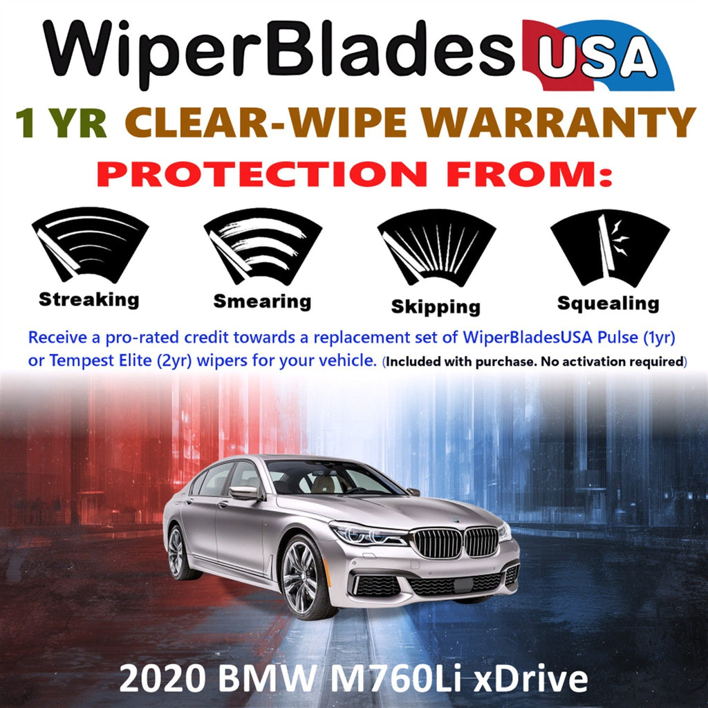 2020 BMW M760Li xDrive Wiper Blades w/1yr Wear Warranty (Set of 2) Wipers-1