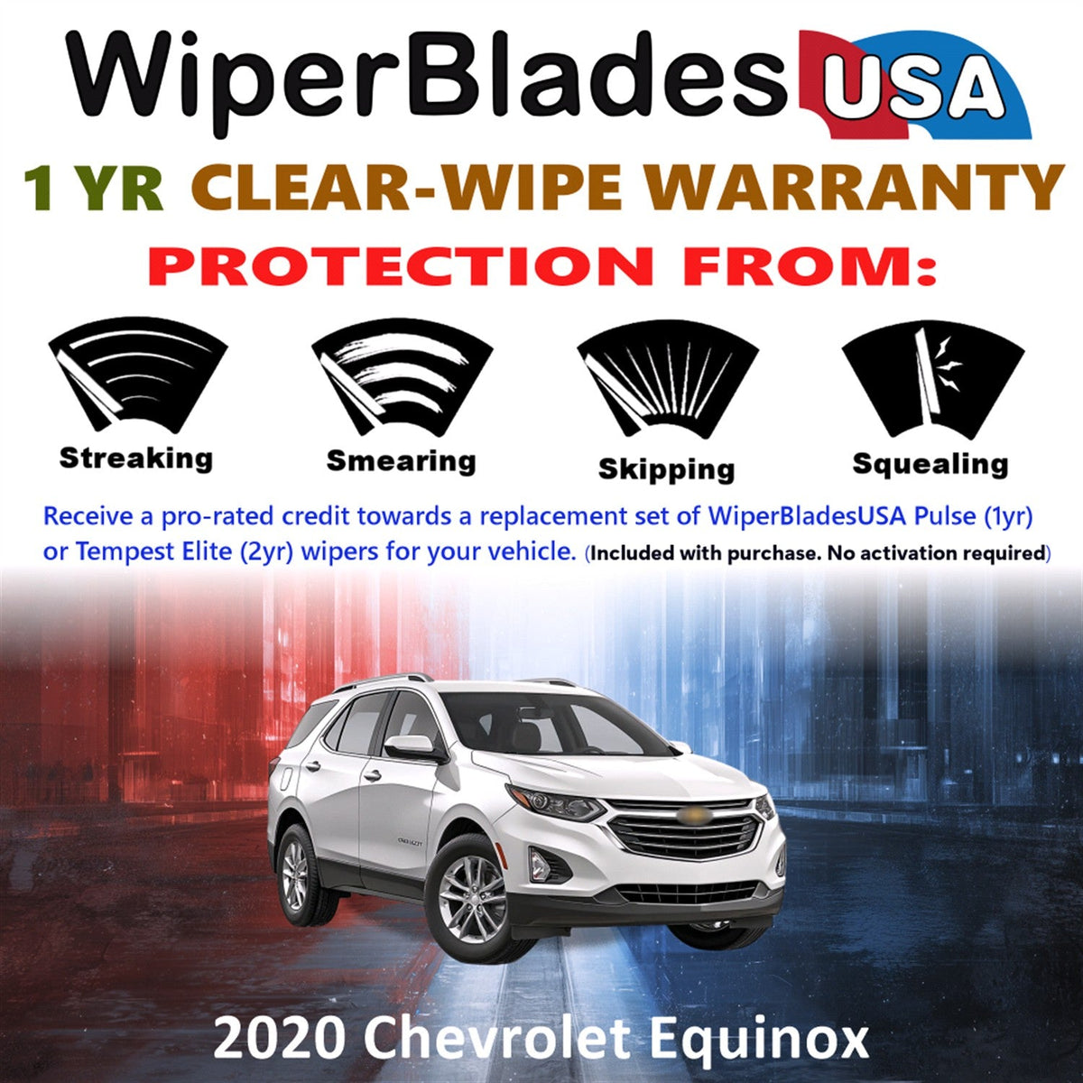 2020 Chevrolet Equinox Wiper Blades w/1yr Wear Warranty (Set of 2) Wipers-1
