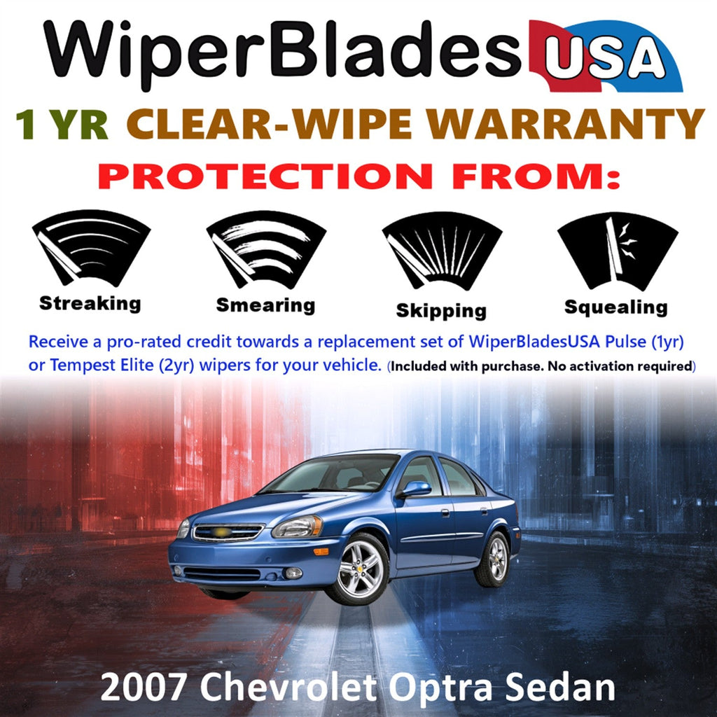2007 Chevrolet Optra (Sedan) Wiper Blades w/1yr Wear Warranty (Set of 2) Wipers-1