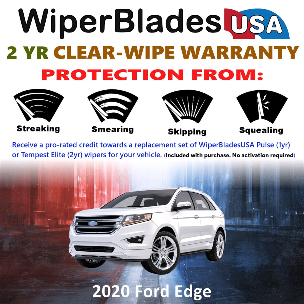 2020 Ford Edge Wiper Blades Set w/2yr Warranty (Set of 2) Tempest Elite Wipers-1