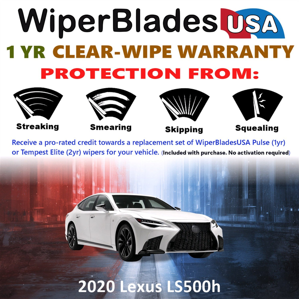 2020 Lexus LS500h Wiper Blades Set w/1yr Warranty (Set of 2) Pulse Beam Wipers-1
