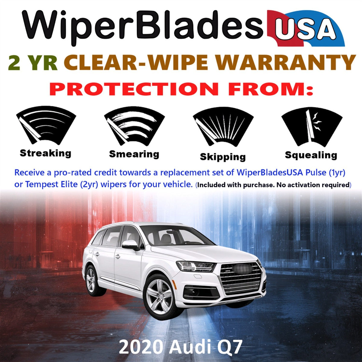 2020 Audi Q7 Wiper Blades Set w/2yr Warranty (Set of 2) Tempest Elite Wipers-1