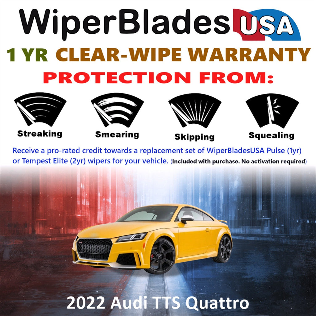2022 Audi TTS Quattro Wiper Blades w/1yr Wear Warranty (Set of 2) Wipers-1