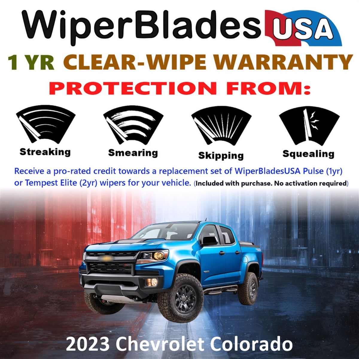 2023 Chevrolet Colorado Wiper Blades w/1yr Wear Warranty (Set of 2) Wipers-1