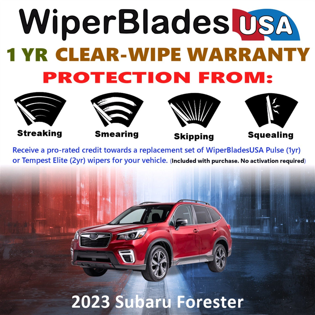 2023 Subaru Forester Wiper Blades w/1yr Wear Warranty (Set of 2) Wipers-1