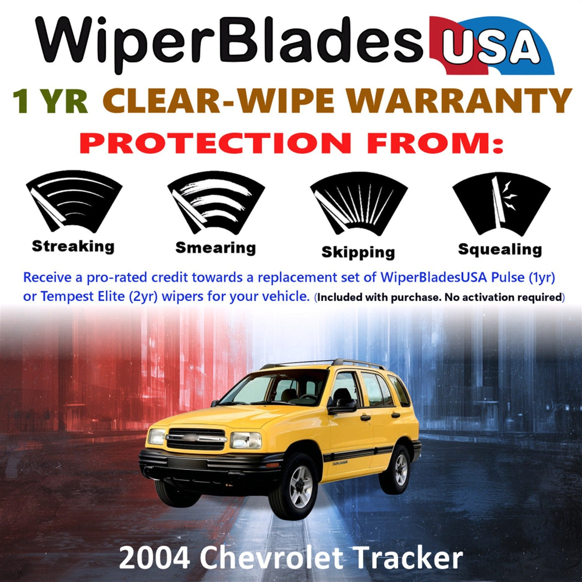 2004 Chevrolet Tracker Wiper Blades w/1yr Wear Warranty (Set of 3) w/Rear Wipers-1