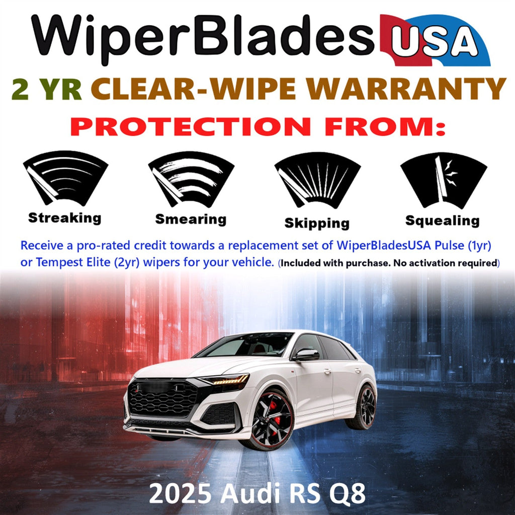 2025 Audi RS Q8 Wiper Blades Set w/2yr Warranty (Set of 2) Tempest Elite Wipers-1