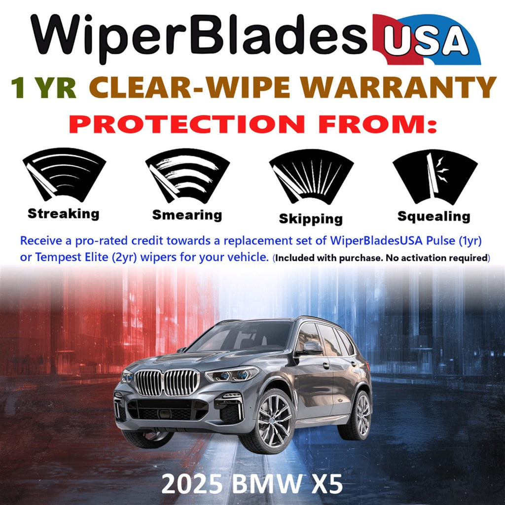 2025 BMW X5 Wiper Blades Set w/1yr Wear Warranty (Set of 2) Pulse Beam Wipers-1