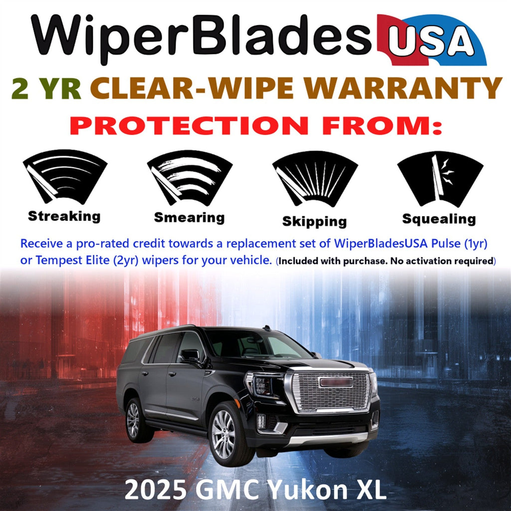 2025 GMC Yukon XL Wiper Blades Set w/2yr Wear Warranty (Set of 2) Tempest Elite-1