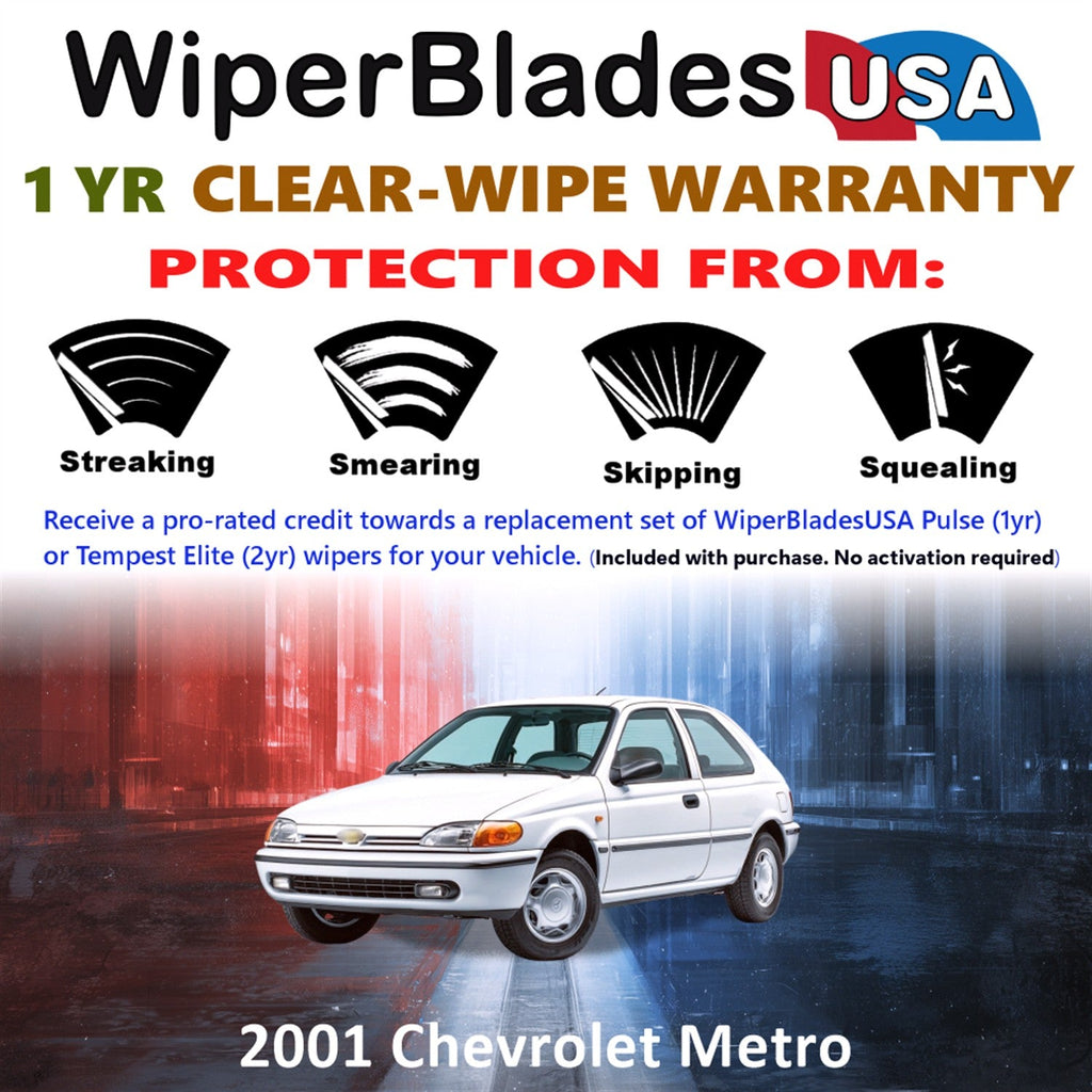 2001 Chevrolet Metro Wiper Blades w/1yr Wear Warranty (Set of 2) Wipers-1