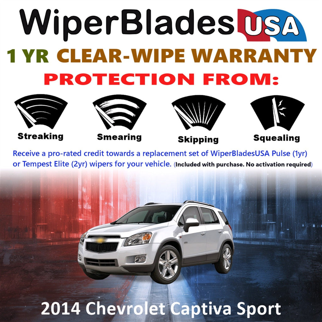 2014 Chevrolet Captiva Sport Wiper Blades w/1yr Wear Warranty (Set of 2) Wipers-1