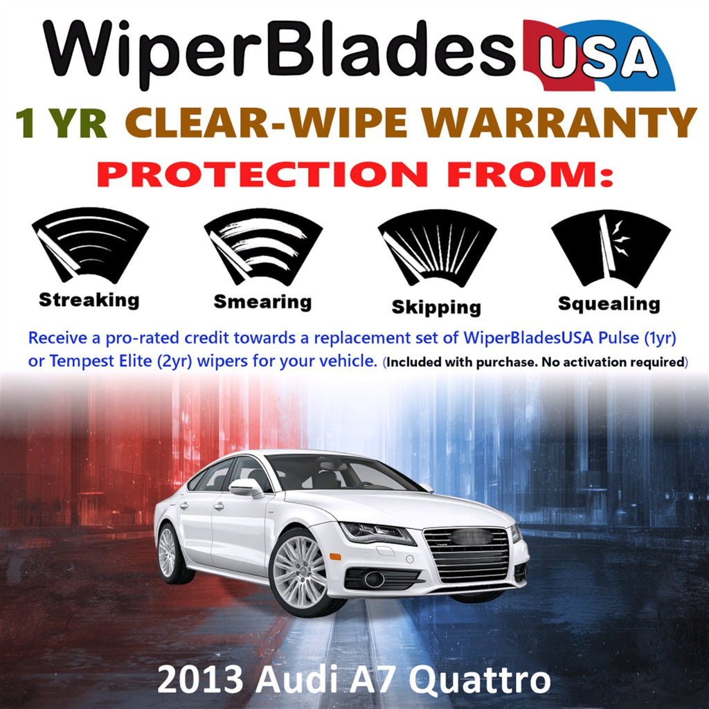 2013 Audi A7 Quattro Wiper Blades w/1yr Wear Warranty (Set of 2) Wipers-1
