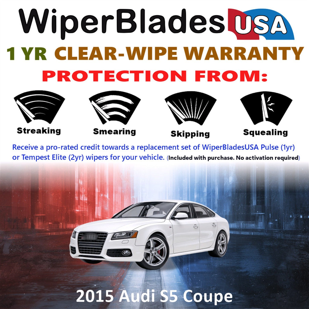 2015 Audi S5 (Coupe) Wiper Blades w/1yr Wear Warranty (Set of 2) Wipers-1
