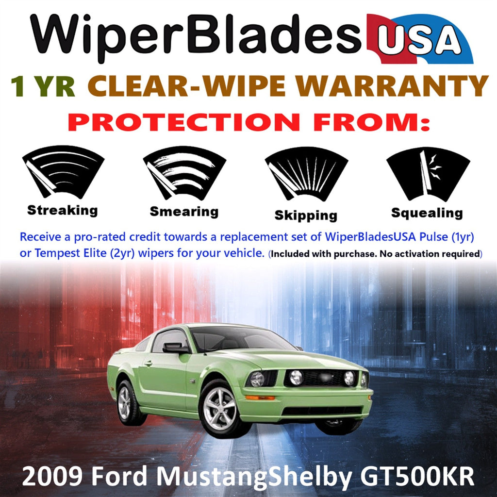 2009 Ford Mustang (Shelby GT500KR) Wiper Blades w/1yr Warranty (Set of 2) Wipers-1