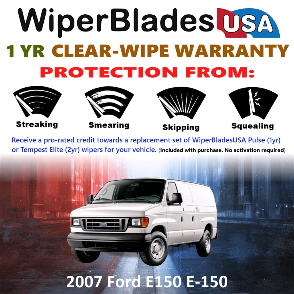 2007 Ford E150 E-150 Wiper Blades w/1yr Wear Warranty (Set of 2) Wipers-1