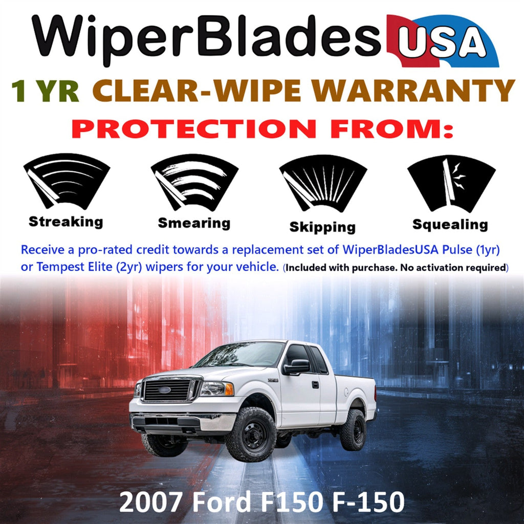 2007 Ford F150 F-150  Wiper Blades w/1yr Wear Warranty (Set of 2) Wipers-1