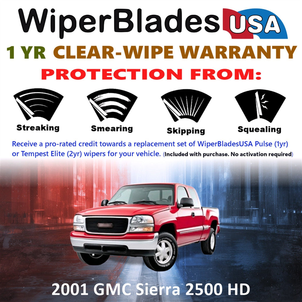 2001 GMC Sierra 2500 HD Wiper Blades w/1yr Wear Warranty (Set of 2) Wipers-1