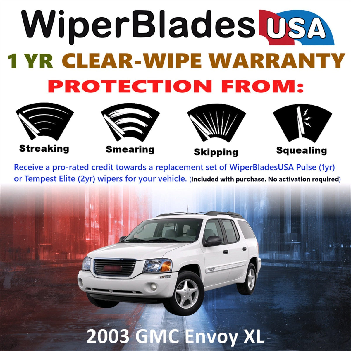 2003 GMC Envoy XL Wiper Blades Set w/1yr Warranty (Set of 2) Pulse Beam Wipers-1