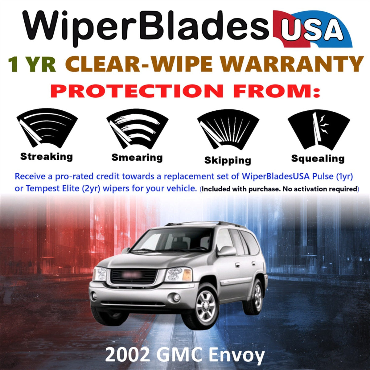 2002 GMC Envoy Wiper Blades Set w/1yr Wear Warranty (Set of 2) Pulse Beam Wipers-1