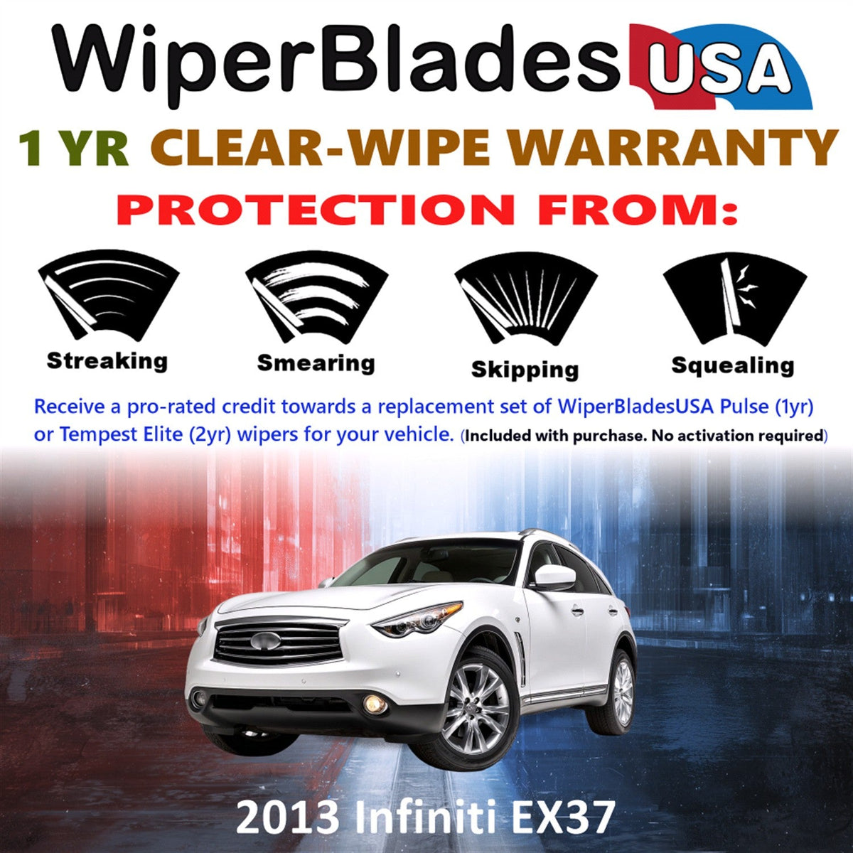 2013 Infiniti EX37 Wiper Blades Set w/1yr Warranty (Set of 2) Pulse Beam Wipers-1
