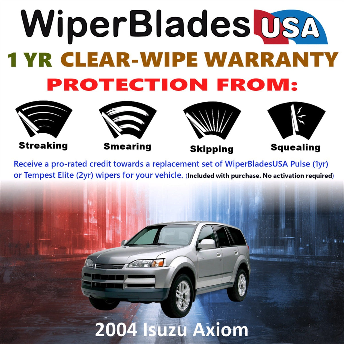 2004 Isuzu Axiom Wiper Blades w/1yr Wear Warranty (Set of 3) w/Rear Wipers-1