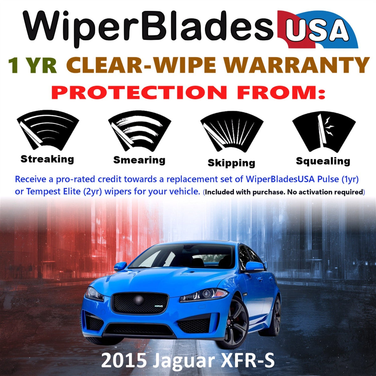 2015 Jaguar XFR-S Wiper Blades Set w/1yr Warranty (Set of 2) Pulse Beam Wipers-1