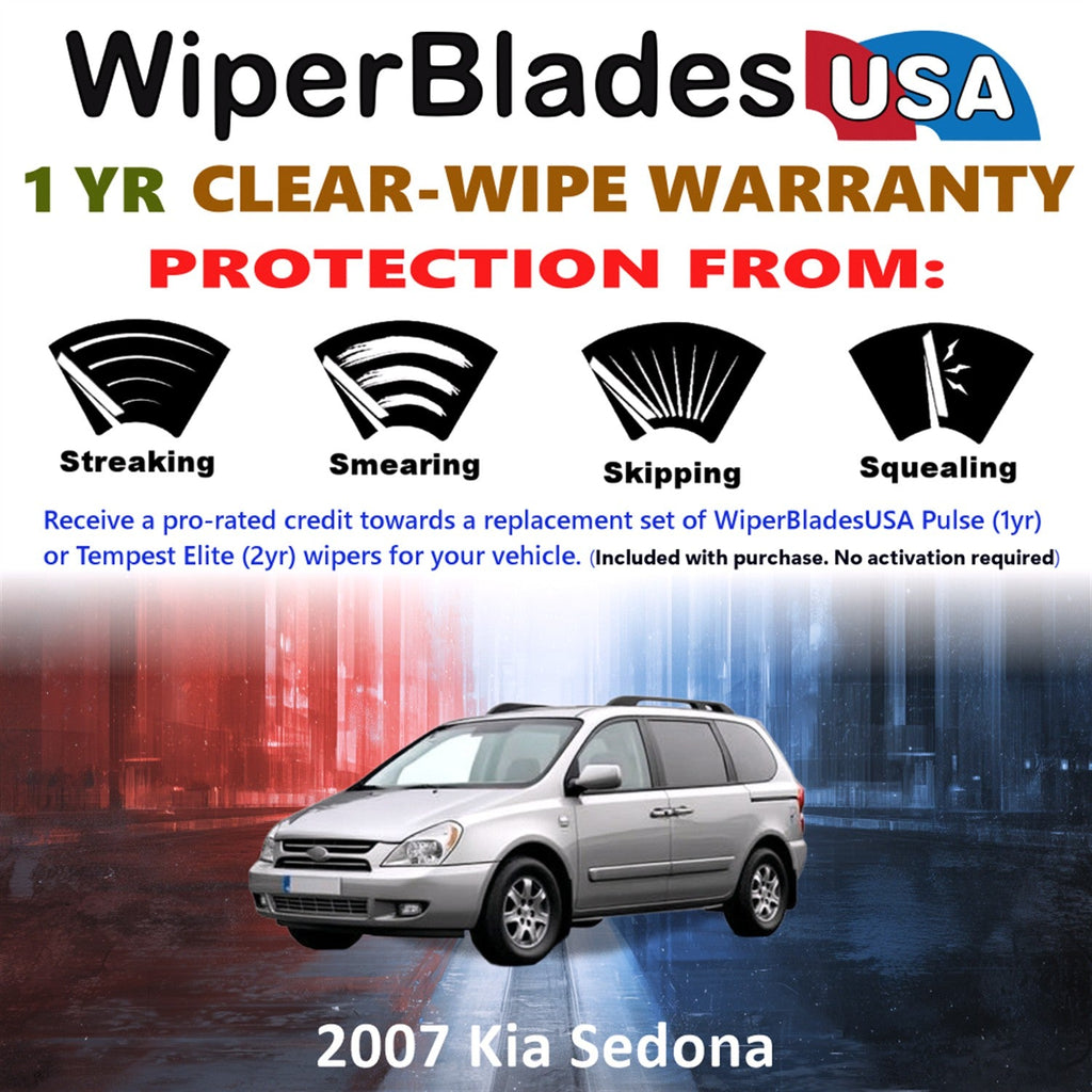 2007 Kia Sedona Wiper Blades Set w/1yr Warranty (Set of 2) Pulse Beam Wipers-1