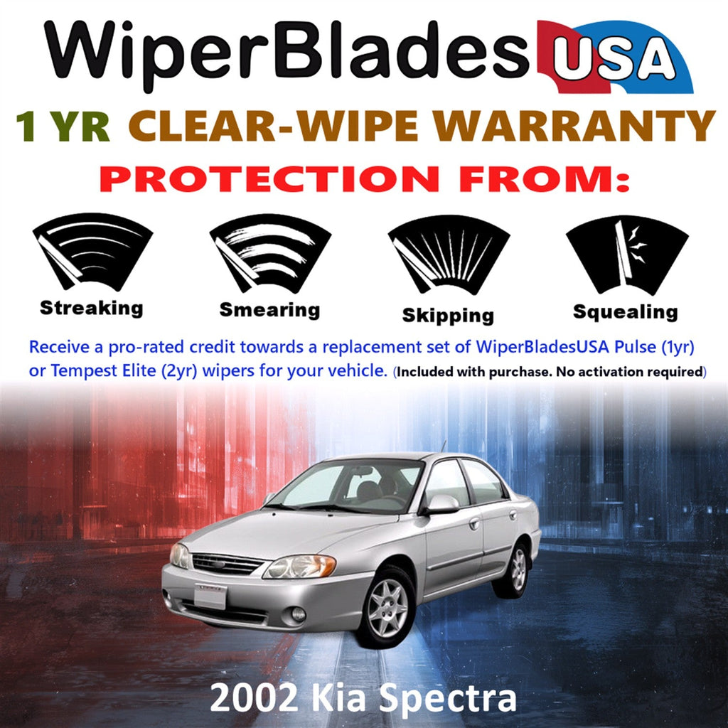 2002 Kia Spectra Wiper Blades Set w/1yr Warranty (Set of 2) Pulse Beam Wipers-1
