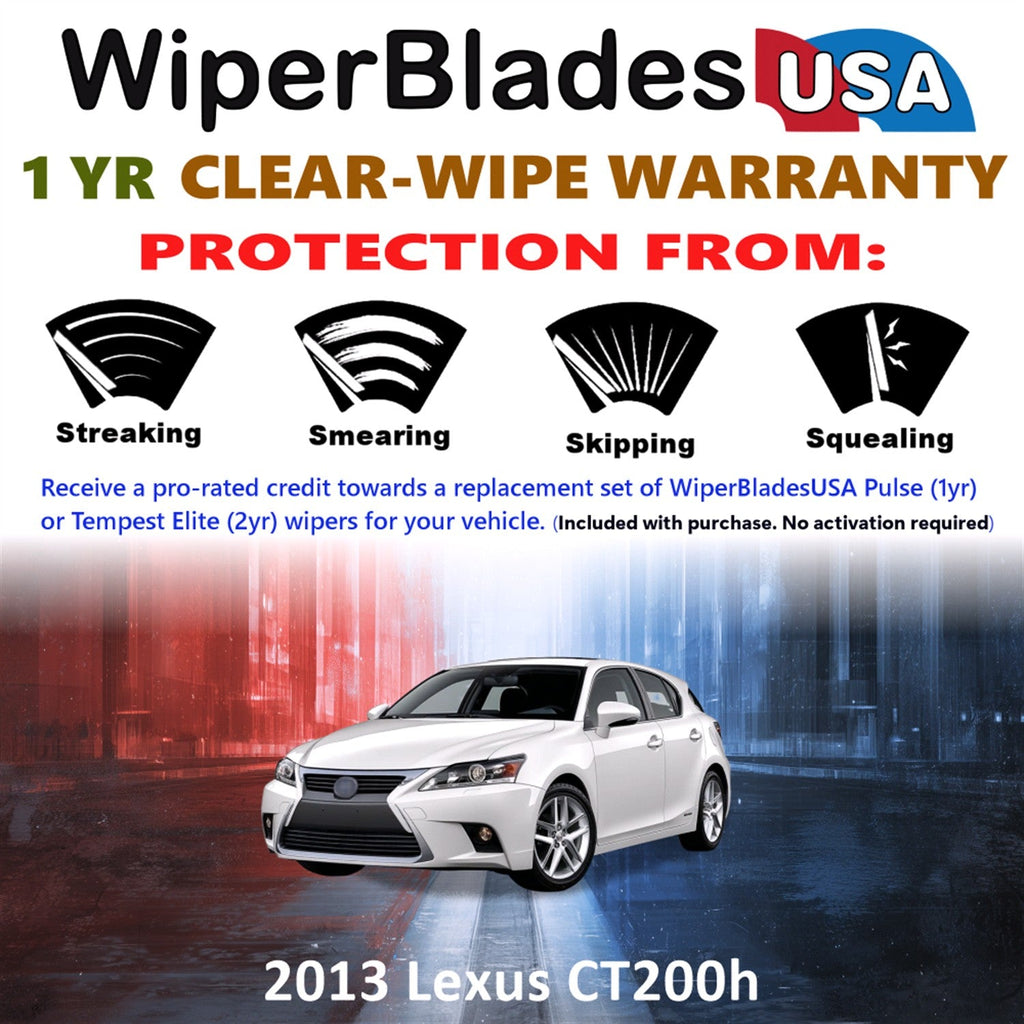 2013 Lexus CT200h Wiper Blades Set w/1yr Warranty (Set of 2) Pulse Beam Wipers-1