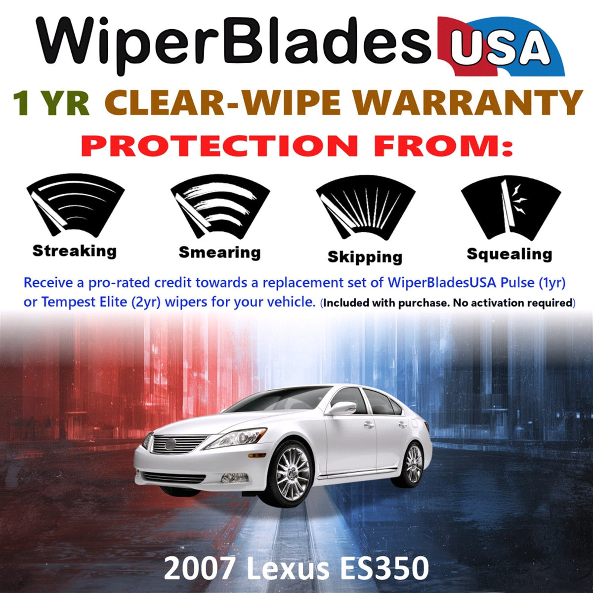 2007 Lexus ES350 Wiper Blades Set w/1yr Warranty (Set of 2) Pulse Beam Wipers-1