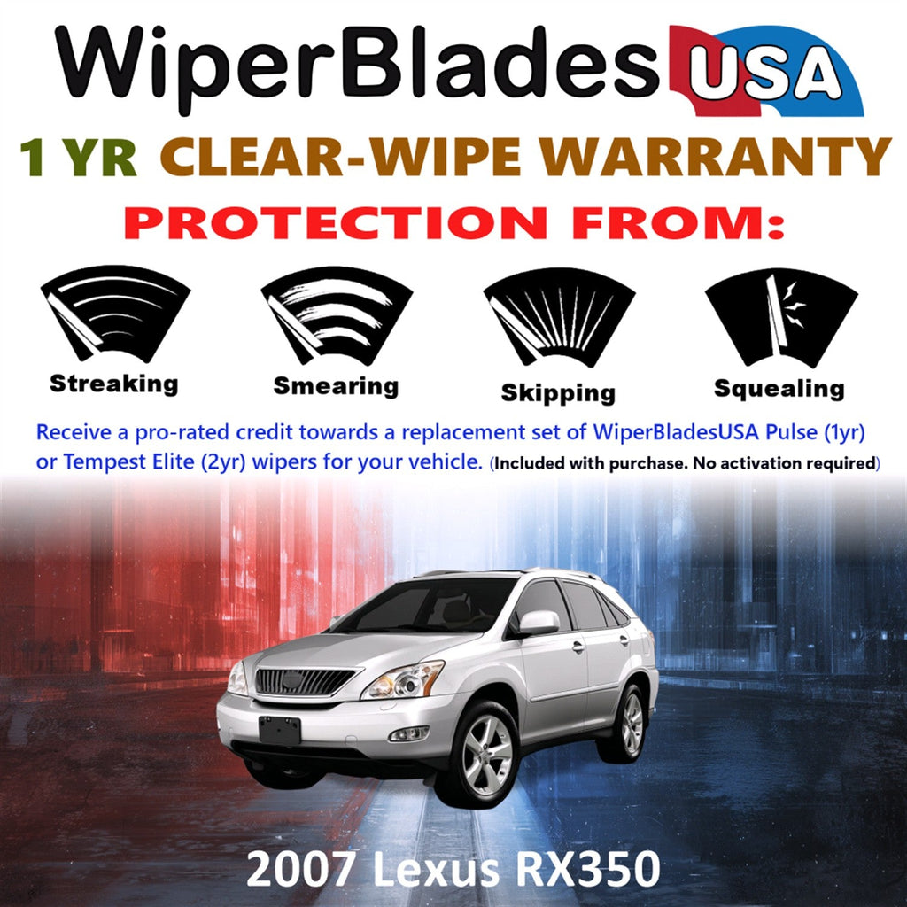 2007 Lexus RX350 Wiper Blades Set w/1yr Warranty (Set of 2) Pulse Beam Wipers-1