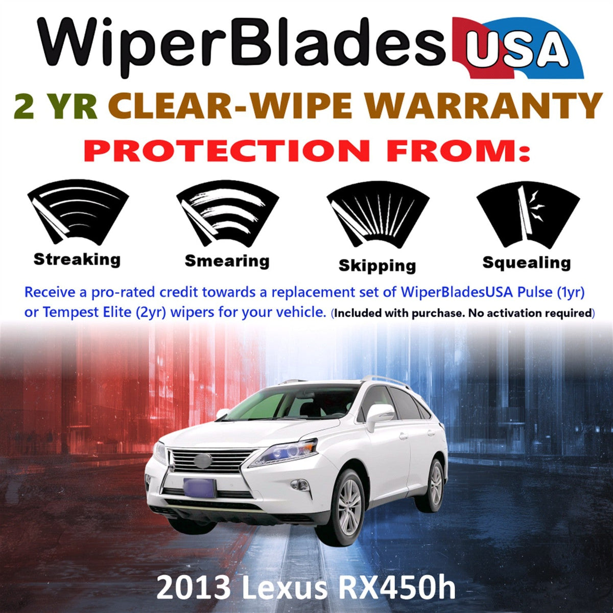 2013 Lexus RX450h Wiper Blades w/2yr Wear Warranty (Set of 3) w/Rear Beam Wipers-1