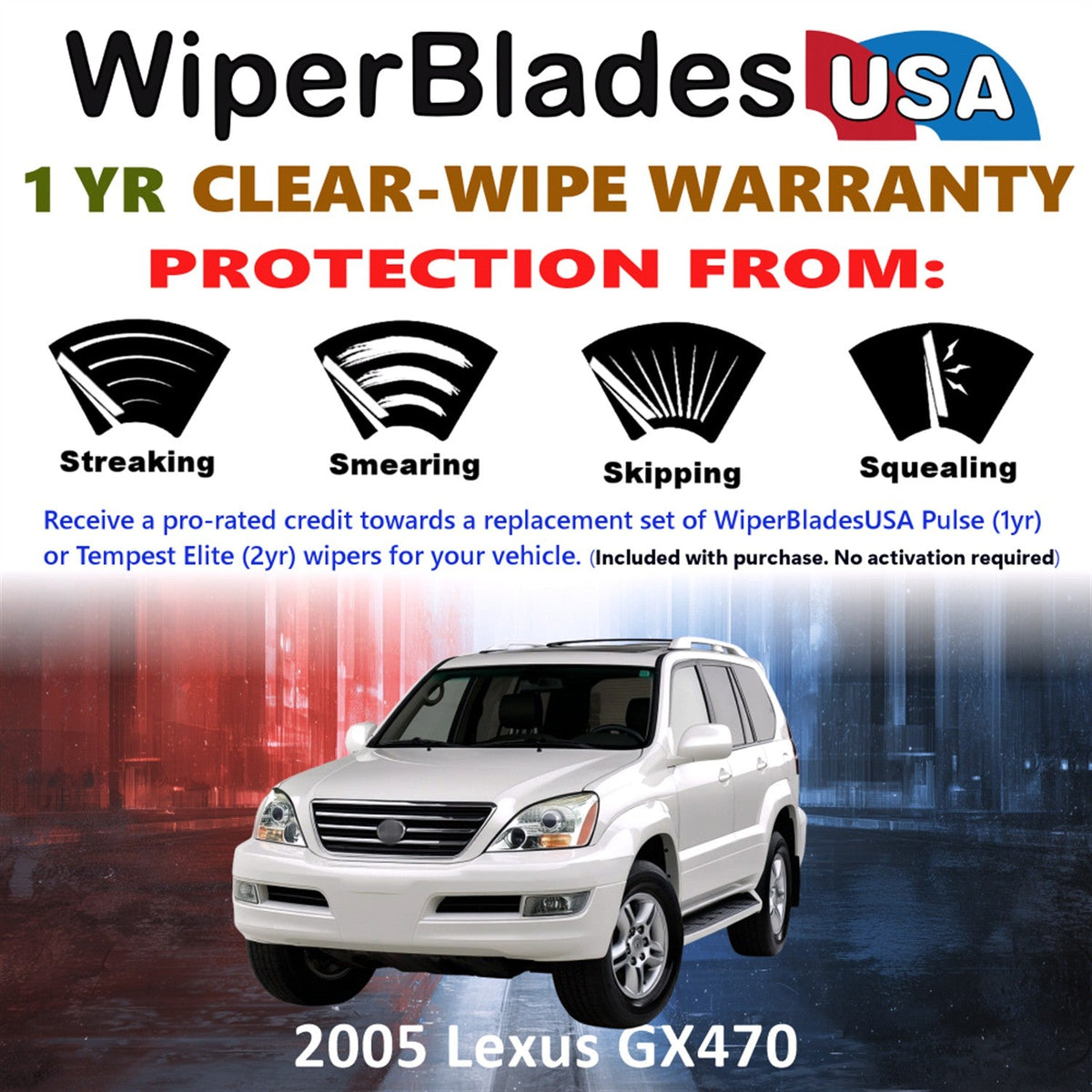 2005 Lexus GX470 Wiper Blades Set w/1yr Warranty (Set of 2) Pulse Beam Wipers-1