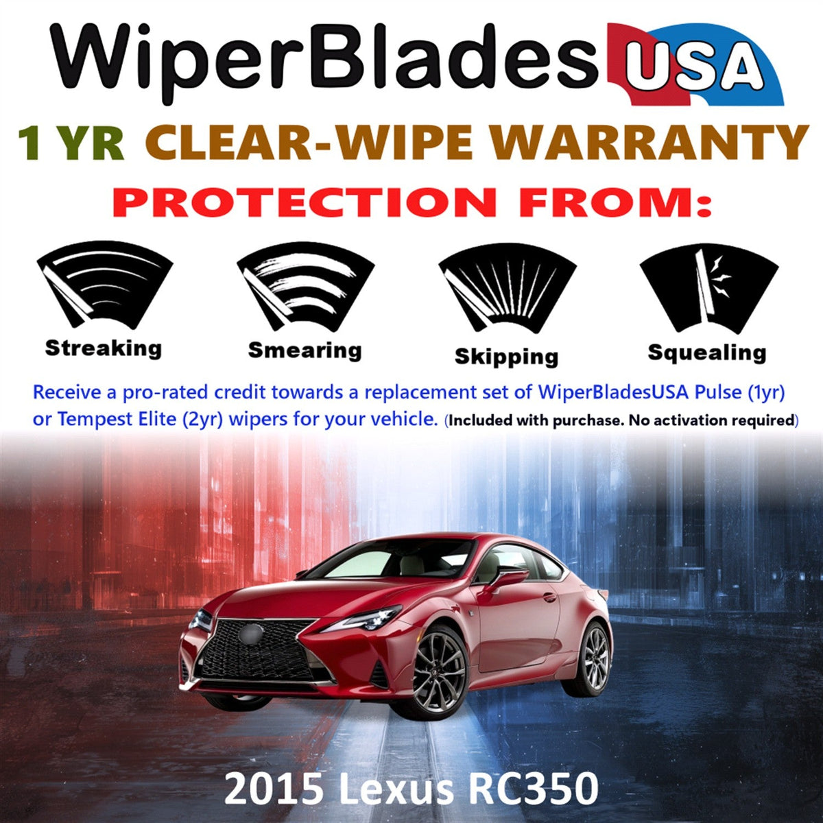 2015 Lexus RC350 Wiper Blades Set w/1yr Warranty (Set of 2) Pulse Beam Wipers-1