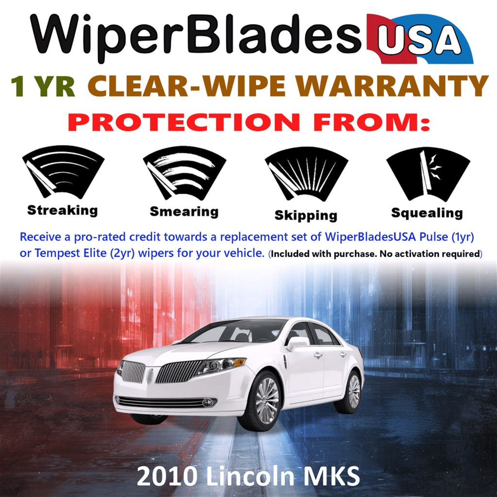 2010 Lincoln MKS Wiper Blades Set w/1yr Warranty (Set of 2) Pulse Beam Wipers-1