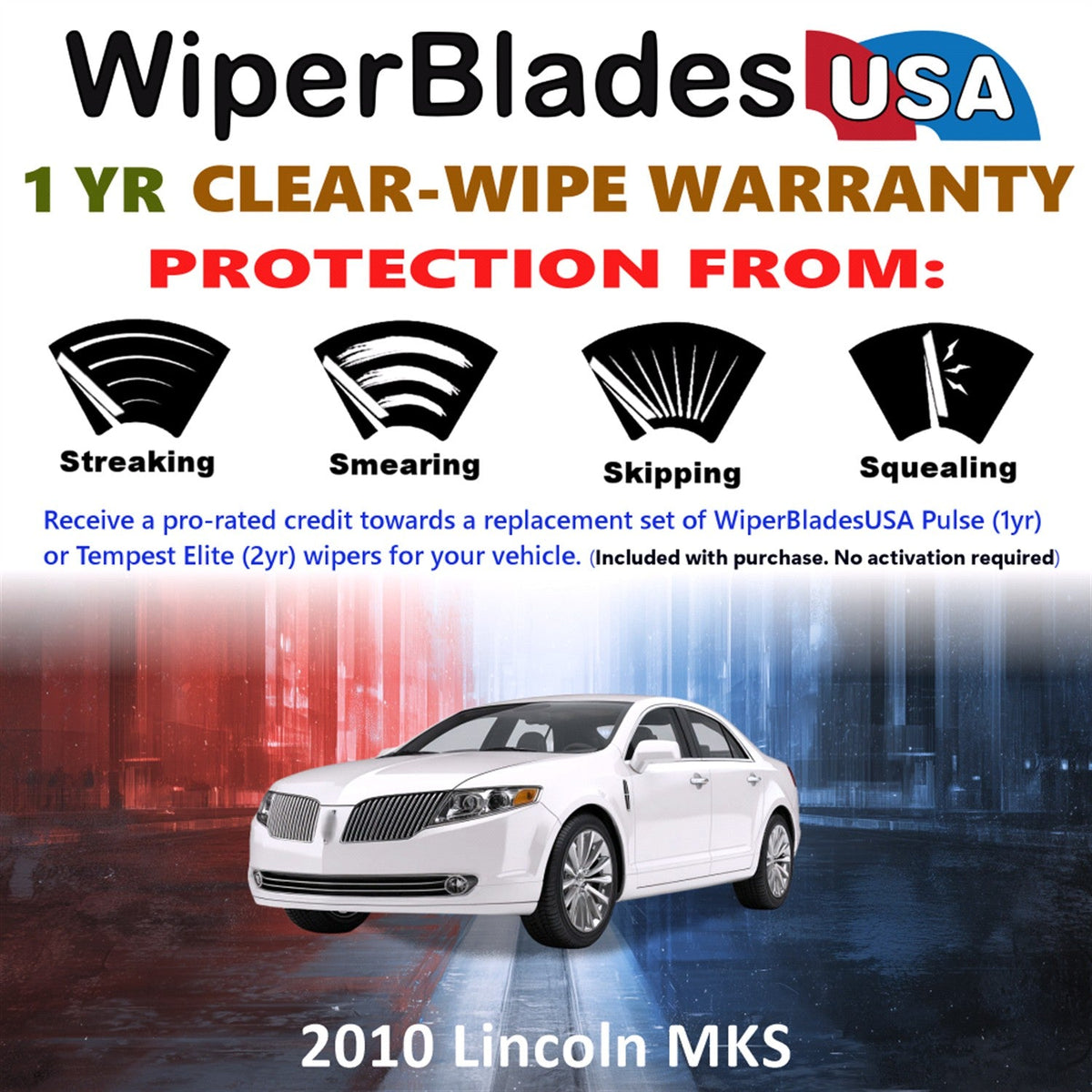 2010 Lincoln MKS Wiper Blades Set w/1yr Warranty (Set of 2) Pulse Beam Wipers-1