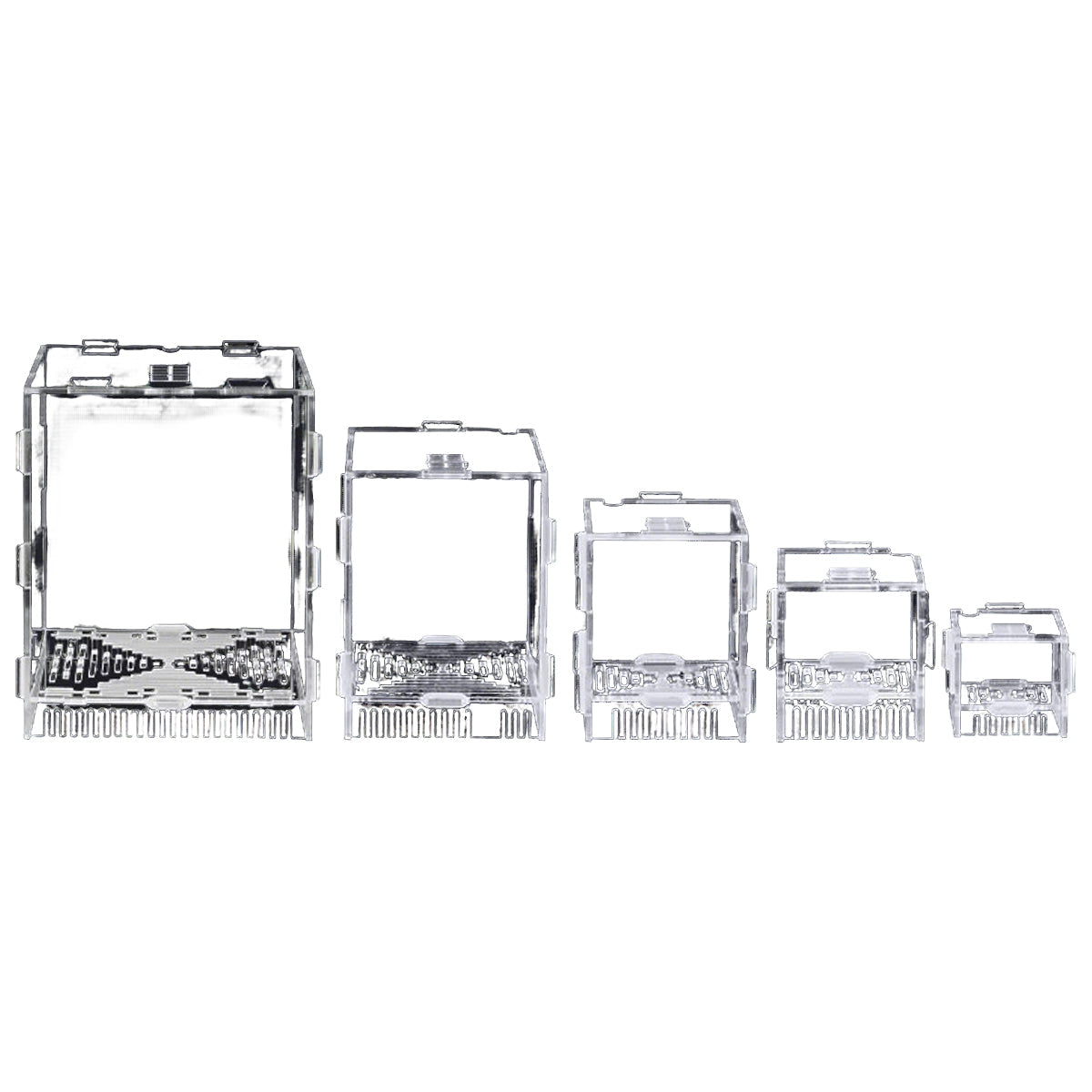 Clear acrylic aquarium water pump guard with bottom mesh base and rounded corners — view 2