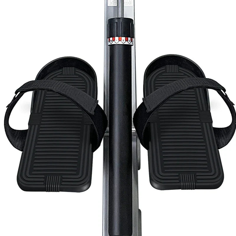 Black water-resistant ABS rowing machine pedals featuring an ergonomic and universal fit design — view 2