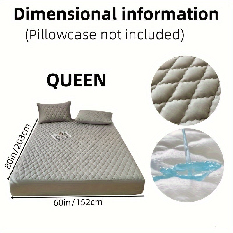 White waterproof mattress protector with soft polyester surface and fitted sheet edges on a bed — view 4