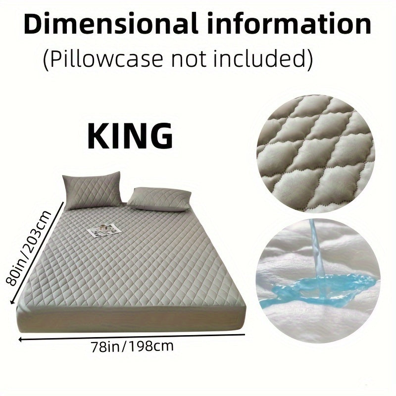 White waterproof mattress protector with soft polyester surface and fitted sheet edges on a bed — view 5