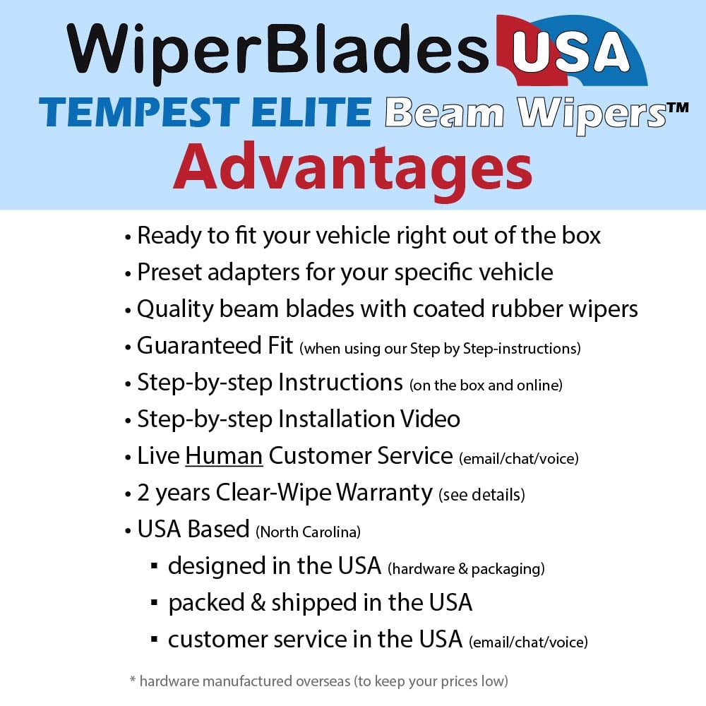 2010 Honda Civic (Coupe) Wiper Blades w/2yr Wear Warranty (Set of 2) Beam Wipers-3