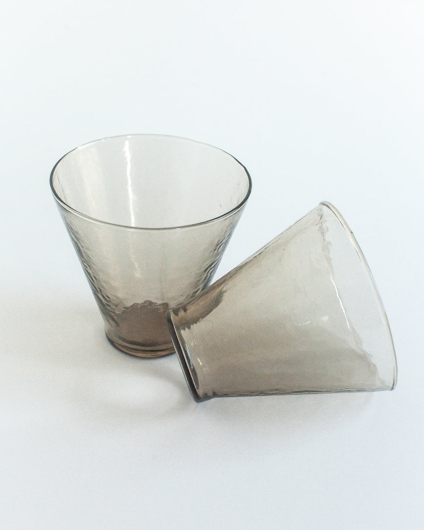 Handblown Hammered Funneled Glasses | Set of 2