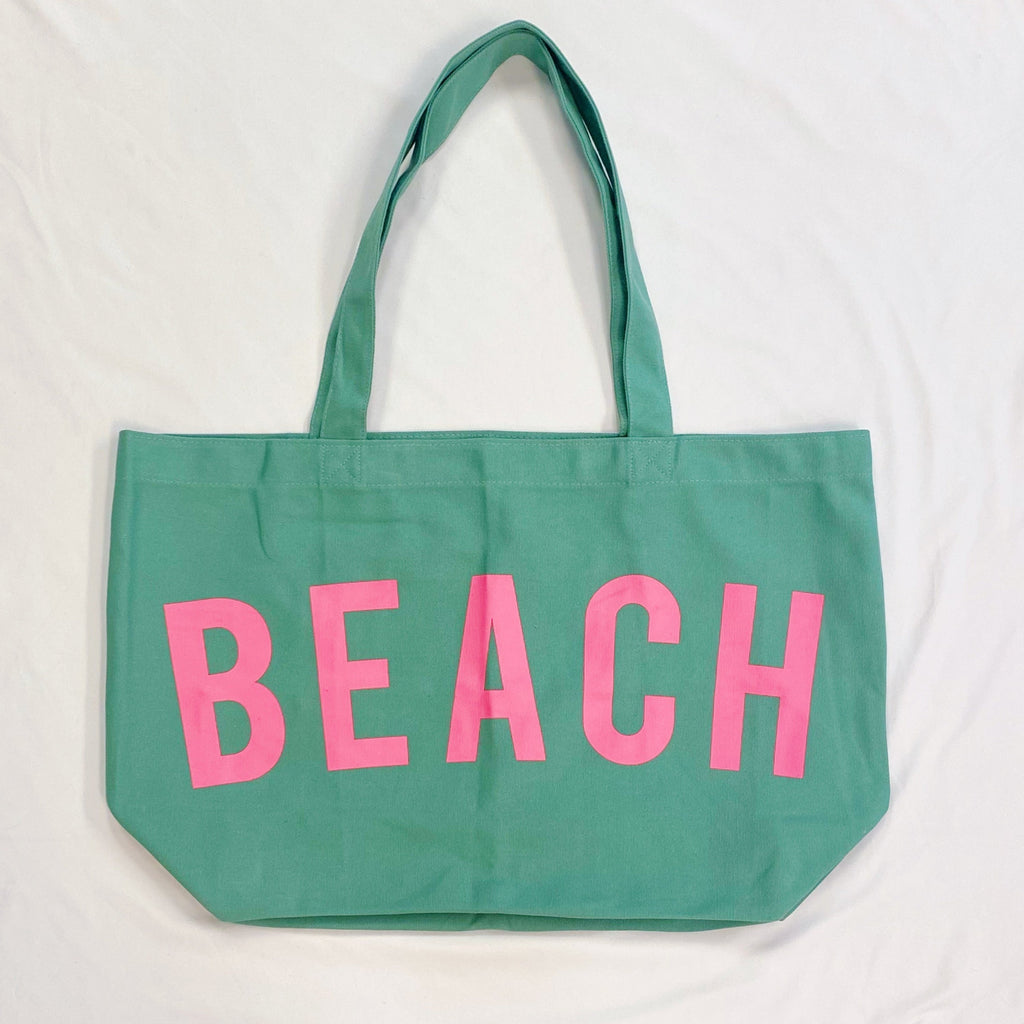 Well made beach canvas tote bag in bold color contrast with sturdy over the shoulder straps. — view 3
