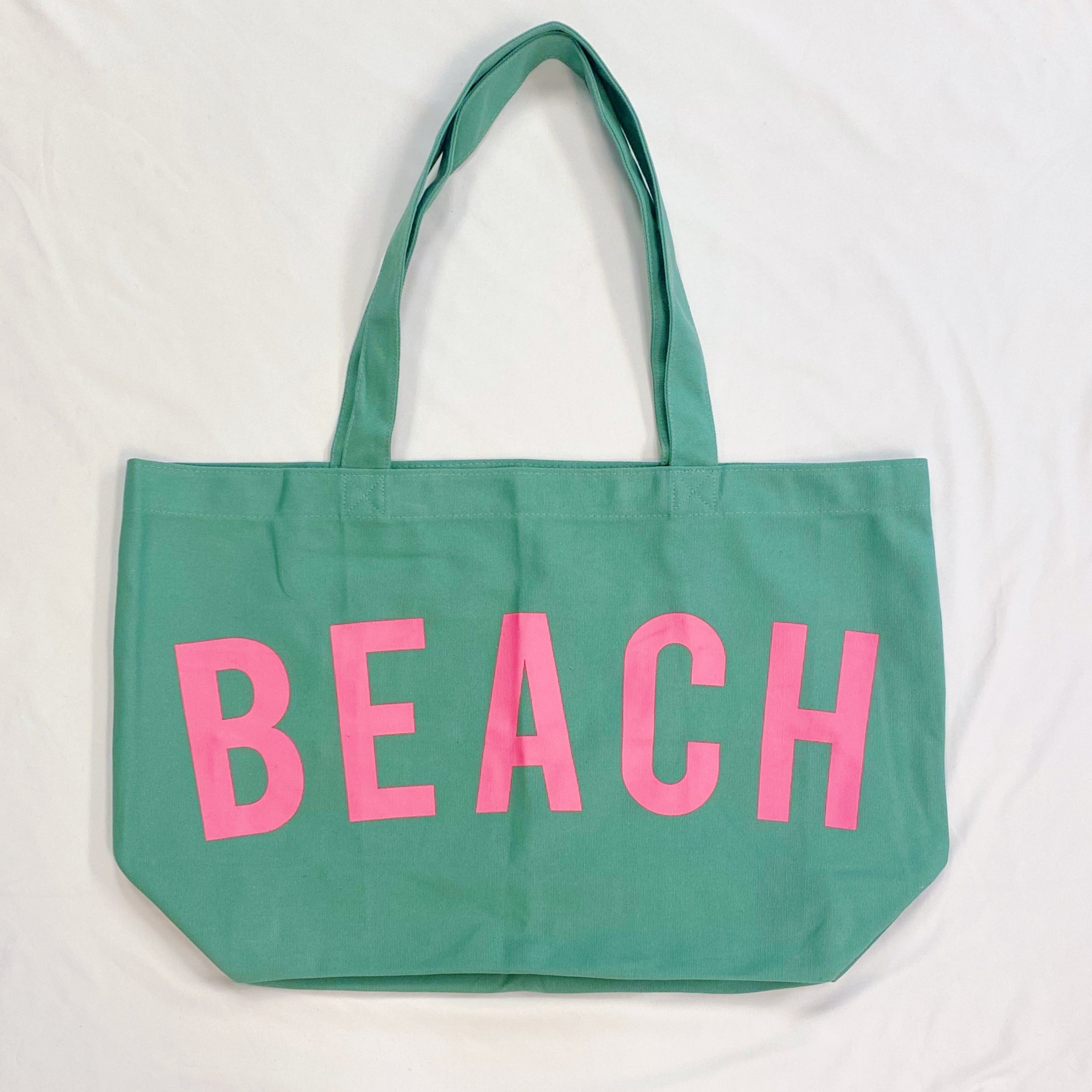 Well made beach canvas tote bag in bold color contrast with sturdy over the shoulder straps. — view 3