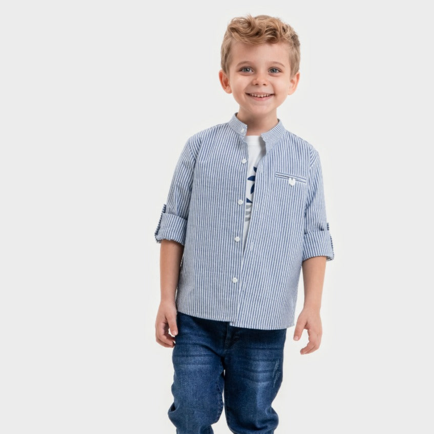 Summer Solstice Boys Jeans Set with striped shirt cotton t-shirt and trendy jeans — view 4