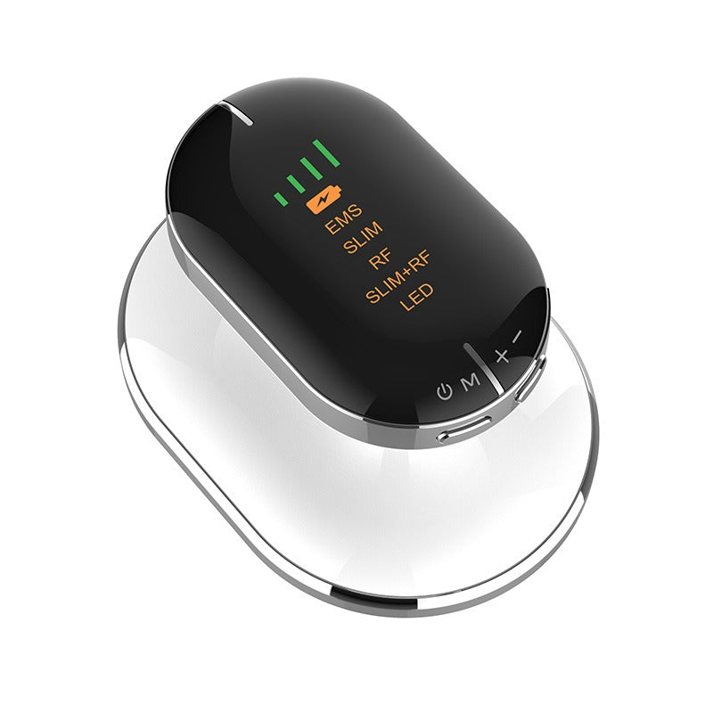 White advanced body slimming and contouring device with built-in battery and multi-functional massage head — view 2