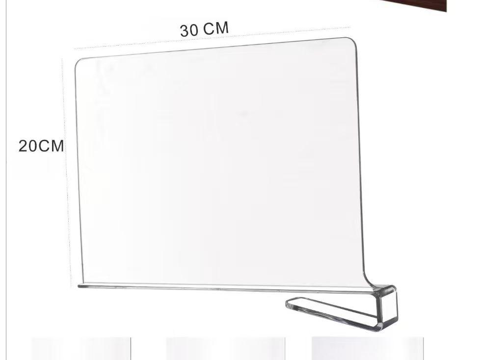 Clear acrylic 30cm shelf divider organizer for wardrobe shelves separating stacks of folded clothes — view 5