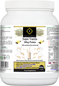 600g tub of Super Vanilla Whey Protein powder for muscle recovery and fitness nutrition