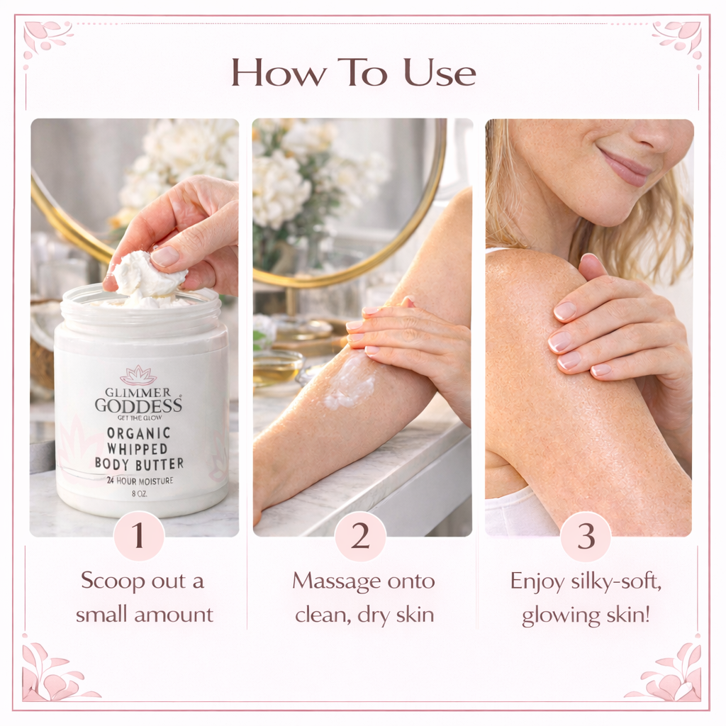 Organic whipped body butter for dry skin in a premium jar, showing rich cloud-like cream texture — view 3
